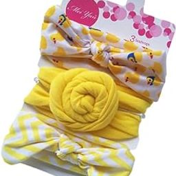 SYGA 3 Pcs Baby Headband, Fabric Rosebud, Butterfly Snail Stretchable HairBand for Newborn Infant Toddlers Kids 0-3 Year (Yellow)-image-15