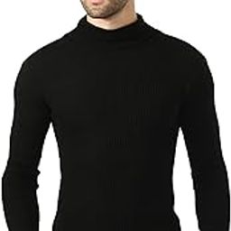 Men Super Warm Wool Solid Full Sleeve High Neck Pullover Skivvy for Winter (Pack of 1) Black-image-70