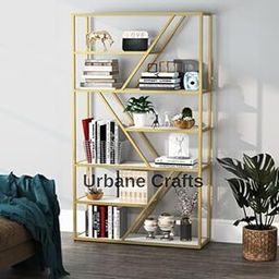 Urbane Crafts Solid Metal Modern Display Shelf Tall Vintage, Book Rack for Home Office Use, Free Standing Open Bookcase Showcase Stand, Display Unit Bookshelf with Multiple Shelves for Home Library-image-76