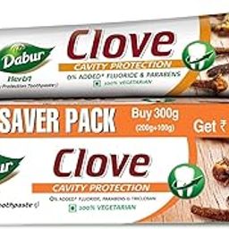 Dabur Herb'l Clove 300g (200g + 100g) - Cavity Protection Toothpaste with No added Fluoride and Parabens-25