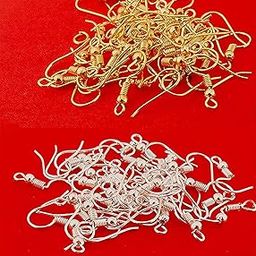 Tia Crafts Jewelry Making Earring Hooks Pack of 75 Gold, 75 Silver pcs (Silver Gold Mix)-image-93