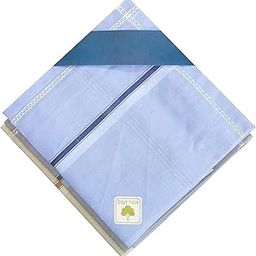 Men's 100% Cotton Premium Light Color Assorted Hanky Handkerchiefs - Pack of 3-image-5
