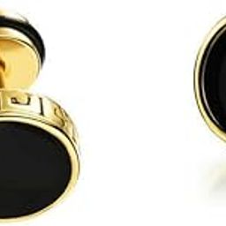 OM Earning Black Round Stud Earrings White Gold Plated Ear Studs for Men Earrings for men || Earning || Party Earning|| Men Earning_A51-image-29