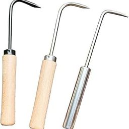 22.5cm Firm Carbon Steel Bonsai Tools Hook Wooden Handle Durable Grass Hook Robust Grass Root Hook-image-90