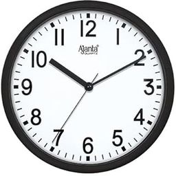 Ajanta Quartz Step Movement Plastic Wall Clock (Black) - Analog, 22 Cm-18