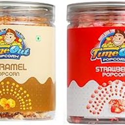 TimeOut Caramel and Strawberry Popcorn| Whole Flavoured Popcorn | Pet Jar | Non-GMO | No Trans-Fat | 203 gm | Pack of 2-image-29
