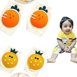 MumsLap Baby Knee Pads Crawling (Set Of 2 Pairs) - Knee/Elbow Guards | Knee Socks 6 To 24 Months Toddlers/Infants - Protective Anti-Slip, Cotton, Super Soft & Stretchable (Pineapple And Carrot)-image-10