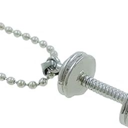 CHP206 Silver Dumbbell Pendant with Silver Chain for Men/Boys/Husband & Unisex-picture-10