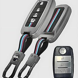 Auto Thrill Premium Metal Key Cover for Kia Seltos, Carens, Sonet - 4 Button Smart Key (Black)-picture-31