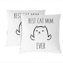 Mojolo Cat Mom Theme Cushion Cover with Filler (12x12 Inches)(Pack of 2)-image-20