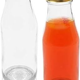 Pure Source India Milk, Water and Juice Glass Bottle Freezer Safe, with Air Tight & Leak Proof Cap (Transparent; 500 ml) Set of 2-57