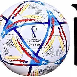 One Ton Qatar World Cup Football With Pump |Size 5 For Outdoor Football, Size: 5 (Multicolor)-image-59