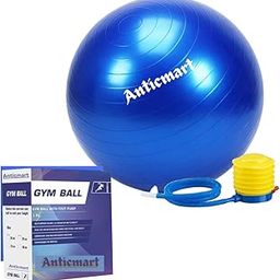 ANTICMART || Anti-Burst Rubber Gym Ball with Free Foot Pump | 65cm Swiss Ball for Exercise, Workout, Yoga, Pregnancy, Birthing, Balance & Stability | Slip-Resistant & Durable (Blue)-image-67