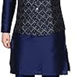 Men's Silk Blend Kurta Churidar Pyjama with Ethnic Bundi Jacket Set-22