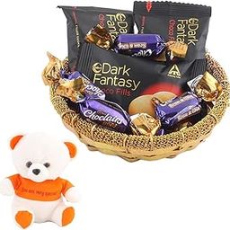SFU E Com Dark Fantasy And Eclairs Gift Combo | Valentine Love Teddy Bear With Chocolate Combo | Valentine Chocolate Hamper | 1113-image-33