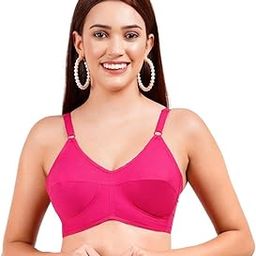 SUMYA Women's Cotton Bra – Non-Padded, Wire-Free, Adjustable Straps, Full Coverage Hot Pink Innerwear for Girls & Women (in, Numeric, 32, B, Pink)-image-69