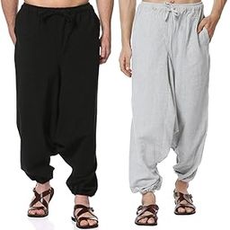 One Size Men's Eco-Friendly Cotton Harem Pants Pack of 2 | Fits Waist Size 28 to 36 Inches-image-56
