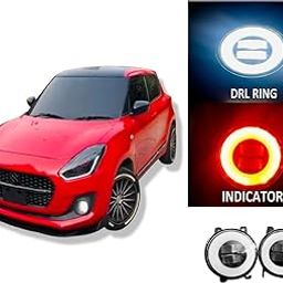 ACEOTO Car Led Fog light For Swift, Ritz, Dzire, Baleno, Wagon, S Cross, XL6, Ertiga, SX4, Ignis, Ciaz, Brezza Celerio, Kwid, Nexon With White & Yellow DRL Ring Turn Signal Indicator Lights For Cars-picture-15