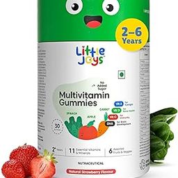 Little Joys Multivitamin Gummies for Kids | 2-6 Years | 30 Gummies | With 11 Vitamins & Minerals | Improves Immunity, Bone health & Antibody Production | No Added Sugar | Strawberry Flavour-20