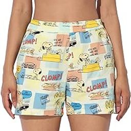 Peanuts: Snoopy Women and Girls Pull On Yellow All Over Printed Cotton Boxer Shorts-image-61
