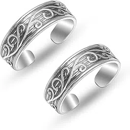 lecalla Pure Silver Toe Rings for Women | BIS Hallmarked 925 Sterling Silver Floral Design Antique Toerings | Summer Beach Foot Jewelry Small Gift for Her-picture-35