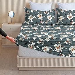 BSB HOME Premium Cloud Cotton Fitted Bedsheets with 2 Pillow Covers for King Bed | 300-320 TC | Size 78x72+10 Inches | Light Pistachio Green | Soft, Durable and Deep Pocket 360 Fitted Sheet-image-87