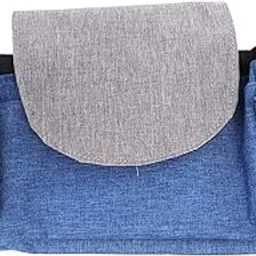 Universal Baby Stroller Bag, Adjustable Buckle Strong Multi Pocket Scratch Resistance Baby Stroller Storage Bag Oxford Cloth for Shopping (Blue Grey)-13