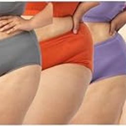 Women�s Plus Size Panty | Plain Cotton Big Size Underwear | High Waist Full Coverage Briefs (Pack 4) (Multicolor)-picture-33