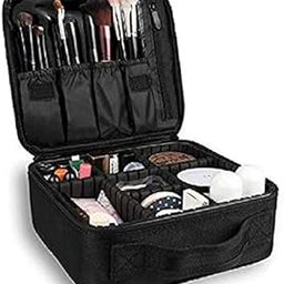 Handcuffs Makeup Bag | Cosmetic | Box | Storage | Organizer | Travel | Toiletry | Vanity | Adjustable Compartment | Professional | Make Up | Artist | Kit (Black, 11.4 Cm, Big)-image-1