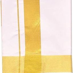Cotton Double White Classic Dhoti With Big Golden Jari Border For Men's, Size-2 meters Set of 1 (Dhotis)-image-91