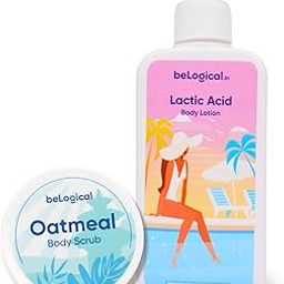 beLogical Oatmeal Exfoliation & Hydration Duo | Oatmeal Body Scrub & Lactic Body Lotion | Gentle Exfoliation & Deep Moisture | Smooth & Radiant Skin | For All Skin Types | 50g & 250ml | Set of 2-1