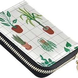 Tropical Jungle Plants RFID Credit Card Wallet, Microfiber Leather Zipper Card Case Holder for Women-image-70