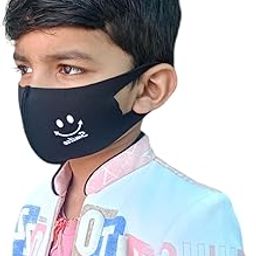 Smile Print Washable and Reusable Face Mask, UV Protection and Antibacterial, Stretchable Material, Allergy Free and rotective Face Cover kids cloth mask for 3-8 years (Pack of 12)-picture-13