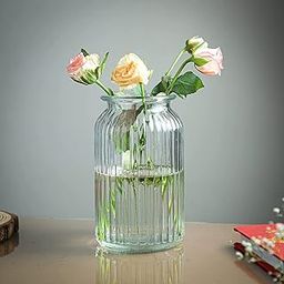 Glass Flower Vases, Bulk Plant Vases,1 Pack Modern Flower Vases for Home Décor, Modern Decorative Vase for Centerpiece, Living Room, Office, Wedding Or Gifts, Clear (7 INCH)-image-53