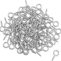 LUORNG 100PCS 0.67 inches Stainless Steel Eye Screws, Heavy Duty Screw, Eye Hooks Screw Eye Bolts Eye Hooks Screw-picture-22