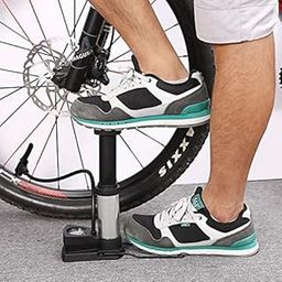 Portable Mini Aluminum Bike Pump/Bicycle Air Pump Foot Activated Mini Floor Cycle Pump for Car Bike and Bicycle with Pressure Gauge (Standard) - Material: Aluminium-18