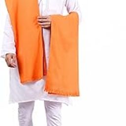 Pure Woolen Solid Plain Men's Shawl Orange color (Size 46X92 Inch)-picture-20