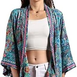 KE KANHA EXPORTS Shrugs for Women Stylish | Cover up on Jeans Tops for Women | Western Beach Outfits | Summer Clothes | Kimono Length Option Short | Medium | Long-55