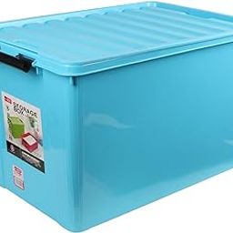 BUCKLE UP Plastic Multipurpose Storage Box With Lid - 60 Litres Storage Box (Blue)-image-23