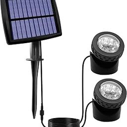 VEEKI Solar Spotlights Outdoor, Waterproof 12 LED Solar Underwater Lights with Dual Head Submarine Landscape Spotlight Security Lighting, Adjustable Lighting Angle for Outdoor Patio (1 Pack)-image-12