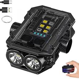 HELINYAN Super Bright Keychain Light,USB Rechargeable Flashlight,Gyro COB Flash Light with 8 Modes,Magnet Water Resistant Lighting (Black)-10