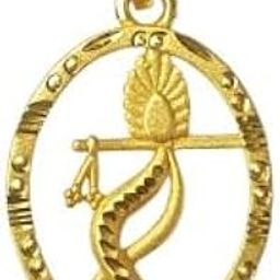 Gold-Plated Krishna Flute Design Oval Pendant, Religious Jewelry-image-1