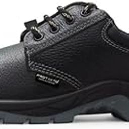 Solid Black Leather Safety Shoes for Men |Double Density with Steel Toe | Antistatic, Antislip, Oil & Heat Resistant-image-54