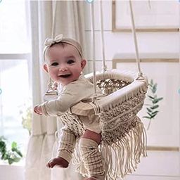 The Top KnottMacrame Swing Chairs-Handmade Swing-Baby Swing Chair-Toddler Swing-Indoor Swing-Hammock Chair-Baby Hammock-Outdoor Swings (Natural)-image-21