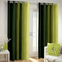 SKIVE India Solid Grommet Door Eyelet Curtain, Door 7 Feet, Green, Pack of 2-image-26