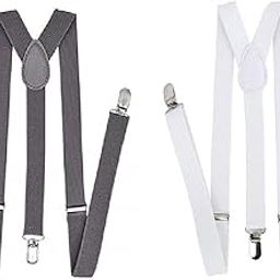 brats n beauty Combo of Grey & White Colour Suspender for Men & Women-picture-4
