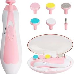 BudgetCart Electric Baby Nail Trimmer with LED Light and 6 Grinding Heads Safe Silent Nail File Cutter for Newborns Toddlers Kids Baby Grooming Manicure Pedicure Set-image-76