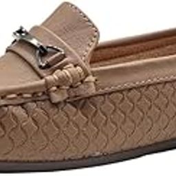 Women's Faux Leather Anti Slip Flats Loafers for Casual & Office Wear | Upper Metalic Buckle Detailed Moccasins Ballet for Women & Girls | Stylish and Comfortable Formal Footwear-image-3