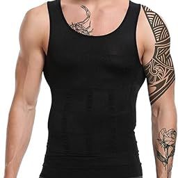 Nishanka Men's Compression Tank Top Slimming Body Shaper Vest, Body Shaper Vest Shirt Abs Abdomen Slim, Gynecomastia Shapewear, White-image-87