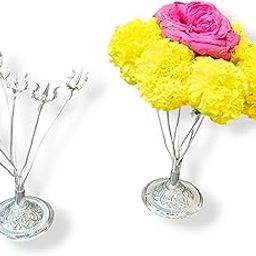 YRK German Silver Flower Stand 7 INCH | Varalakshmi Pooja | Vaibhava Lakshmi Pooja | Satyanarana Vratam Set of 2-image-98